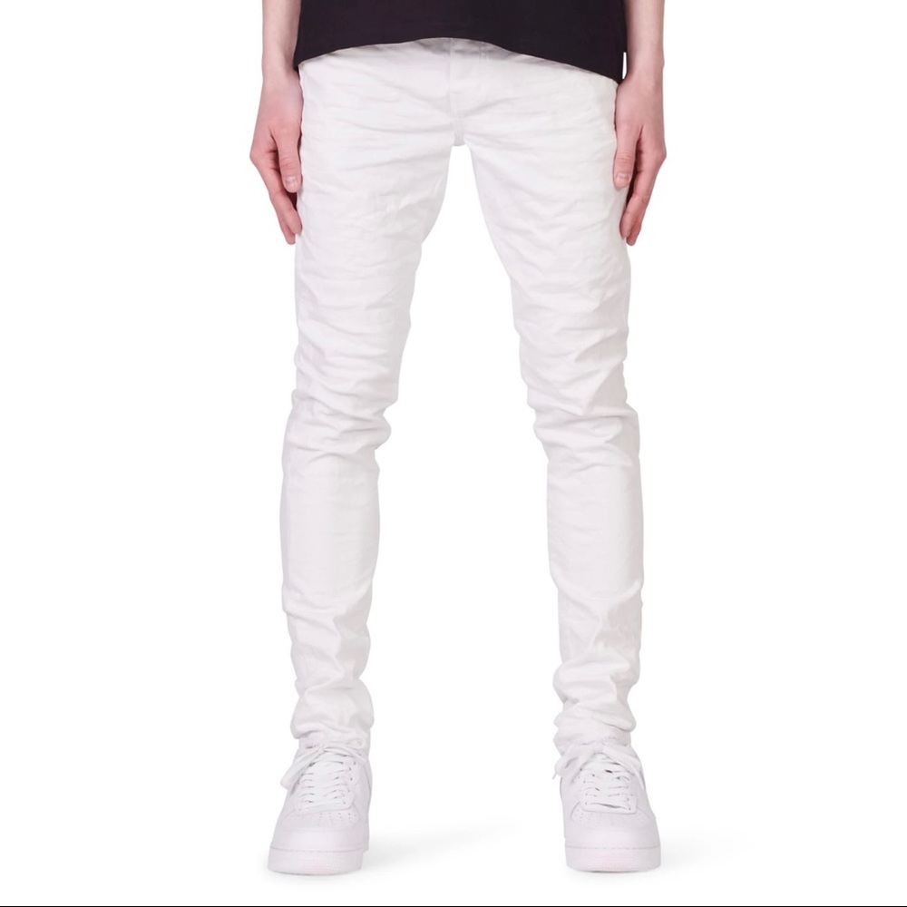 Optic White Low Rise Skinny Jeans - Purple Brand
